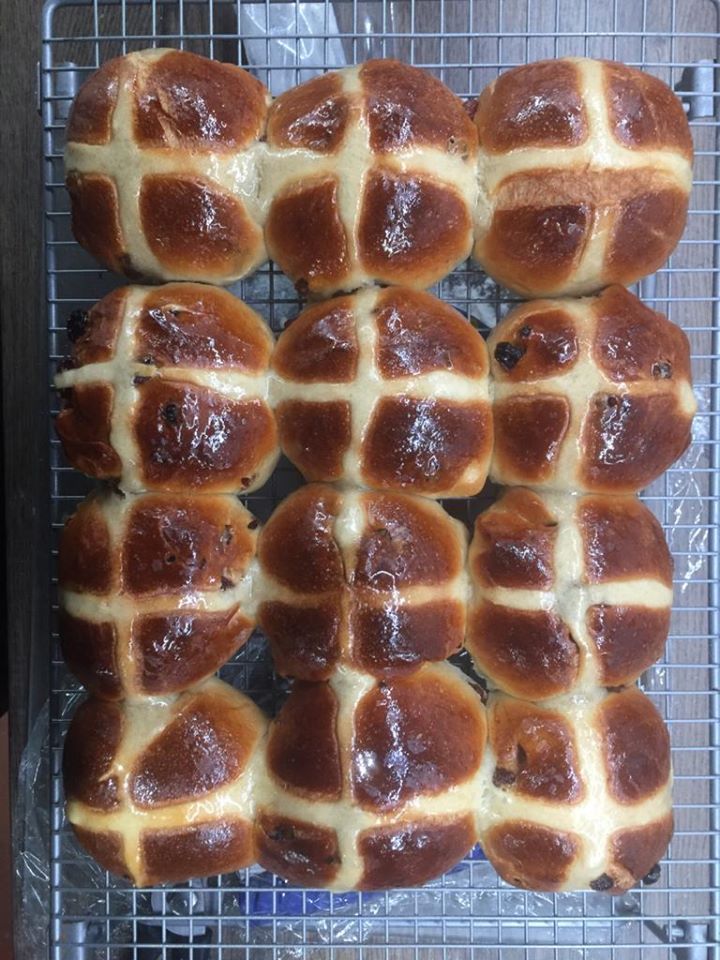 Fresh cooked hot cross buns